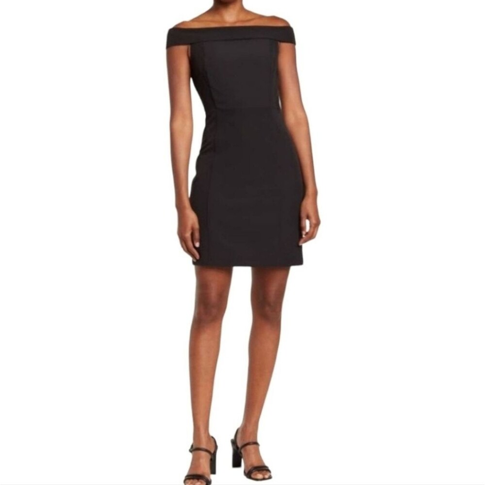 NWT Womens Sam Edelman Off the Shoulder Minimalist Little Black Mini Dress SZ 10